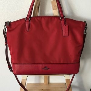 Red Nylon Coach Shoulder Crossbody Satchel Bag